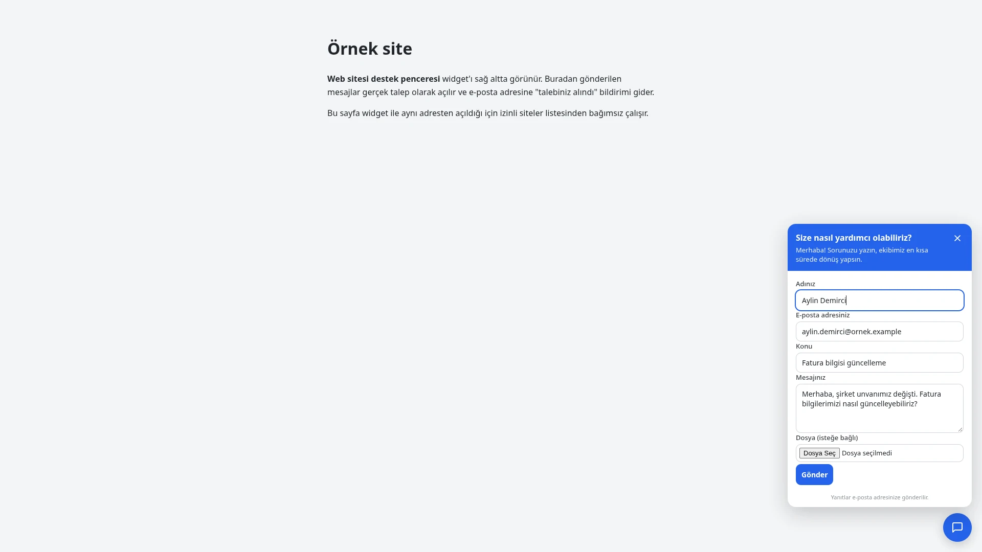 Sitenize tek satırla destek penceresi
